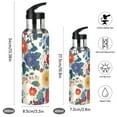 thumbnail image 2 of Yayeee 33oz Insulated Water Bottle Double Wall Stainless Steel with Flip Straw Lid, Red Japanese Floral Pattern, 2 of 7