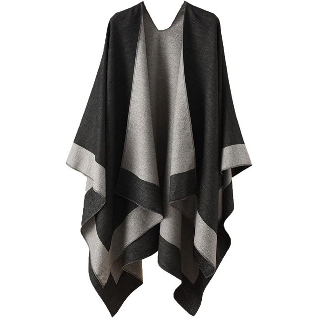 LinYooLi Poncho Cape Réversible pour Femmes, Couverture Chaude pour l'Hiver et l'Automne