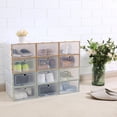 thumbnail image 2 of 6pcs Plastic Shoe Box Stackable Foldable Shoe Organizer Drawer Storage Case With Flipping Clear Door Ladies Men, 2 of 5