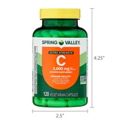 Spring Valley Ultra Strength Vitamin C, 2,000 mg, 120 Count, Dietary Supplement Capsules for Immune Health