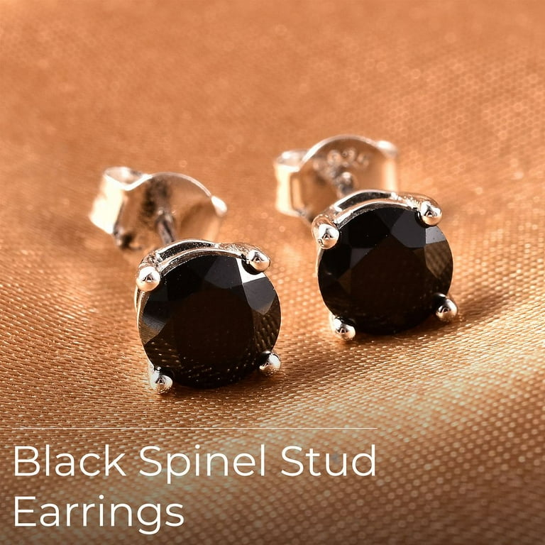 Flat Back Stud Earrings  Black Spinel Stud Earrings - EricaJewels