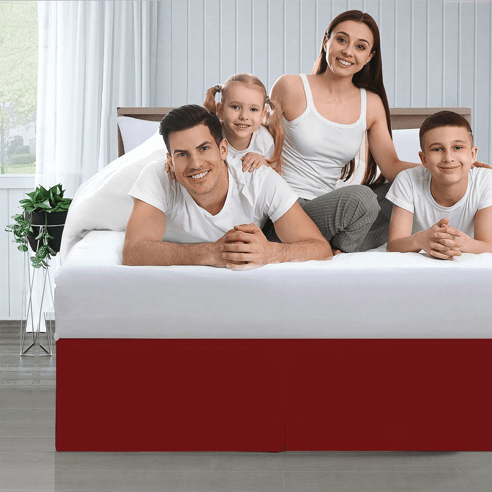 EASYCOT 800 Thread Count 100% Egyptian Cotton Hotel Quality Luxurious Box Pleated Bed Skirt Easy Fit with&nbsp;18" Drop Length ( Burgandy , California King )