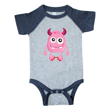 

Inktastic Cute Monster Smiling Monster Pink Monster Horns Gift Baby Boy or Baby Girl Bodysuit