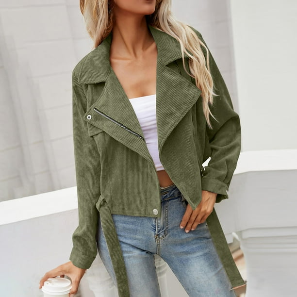 Chaquetas y abrigos casuales de manga larga sin capucha para mujer, chaqueta informal de manga larga con solapa y cremallera, abrigo para mujer