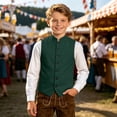 thumbnail image 2 of Byoo Toddler Boy's Solid Mandarin Collar Multi Pocket Vest Sleeveless Bavarian Top Oktoberfest Blouse, 2 of 5