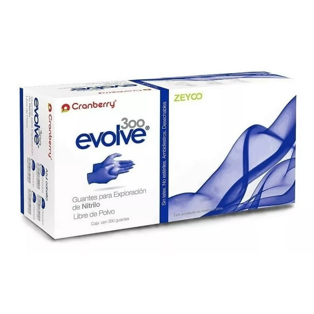 Guantes descartables antideslizantes Cranberry 300 Evolve color azul cobalto talle G de nitrilo x 300 unidades