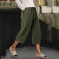thumbnail image 6 of QATAINLAV Capris for Women with Pockets Linen Summer Trendy Beach Slacks Drawstring High Waist Side Lace Cropped Trousers Army Green XXL, 6 of 7