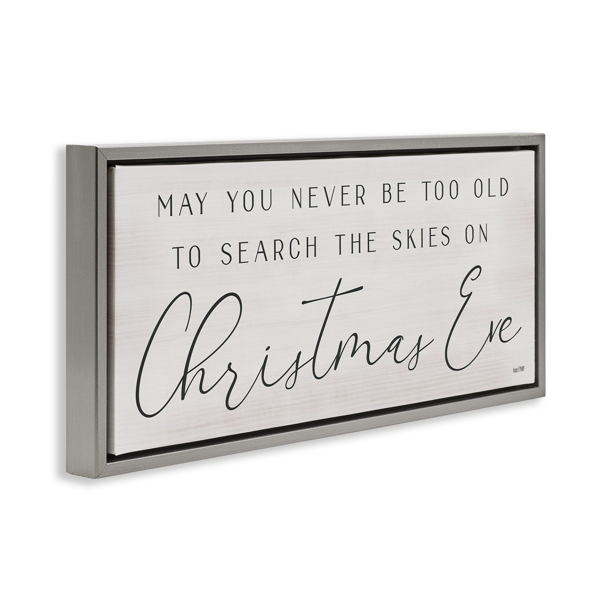 Stupell Industries Inspiring Christmas Eve Sentiment Inspirational Painting Gray Floater Framed Canvas Art Print Wall Art, 25 x 11