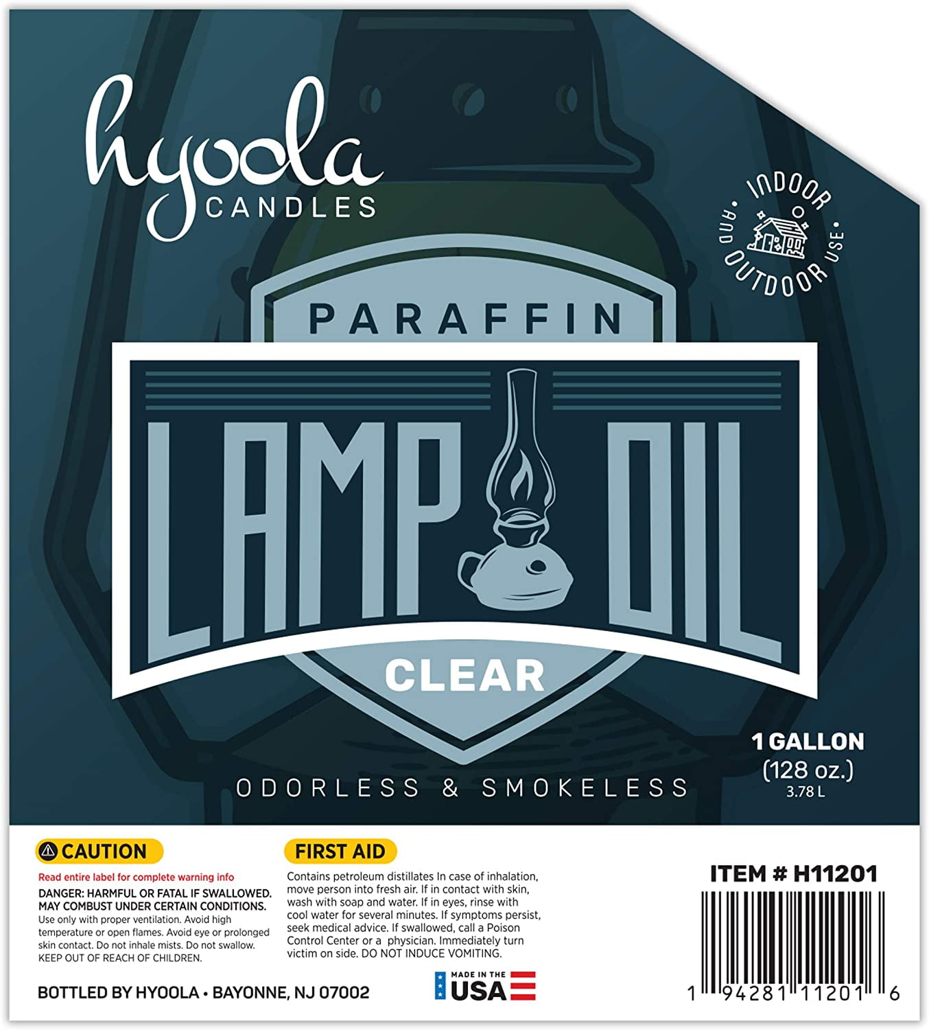 Hyoola Liquid Paraffin Lamp Oil - Odorless Clean Burn, Smokeless Tiki Torch Fuel, Clear, 1 Gallon (4 Quarts), 1-Pack