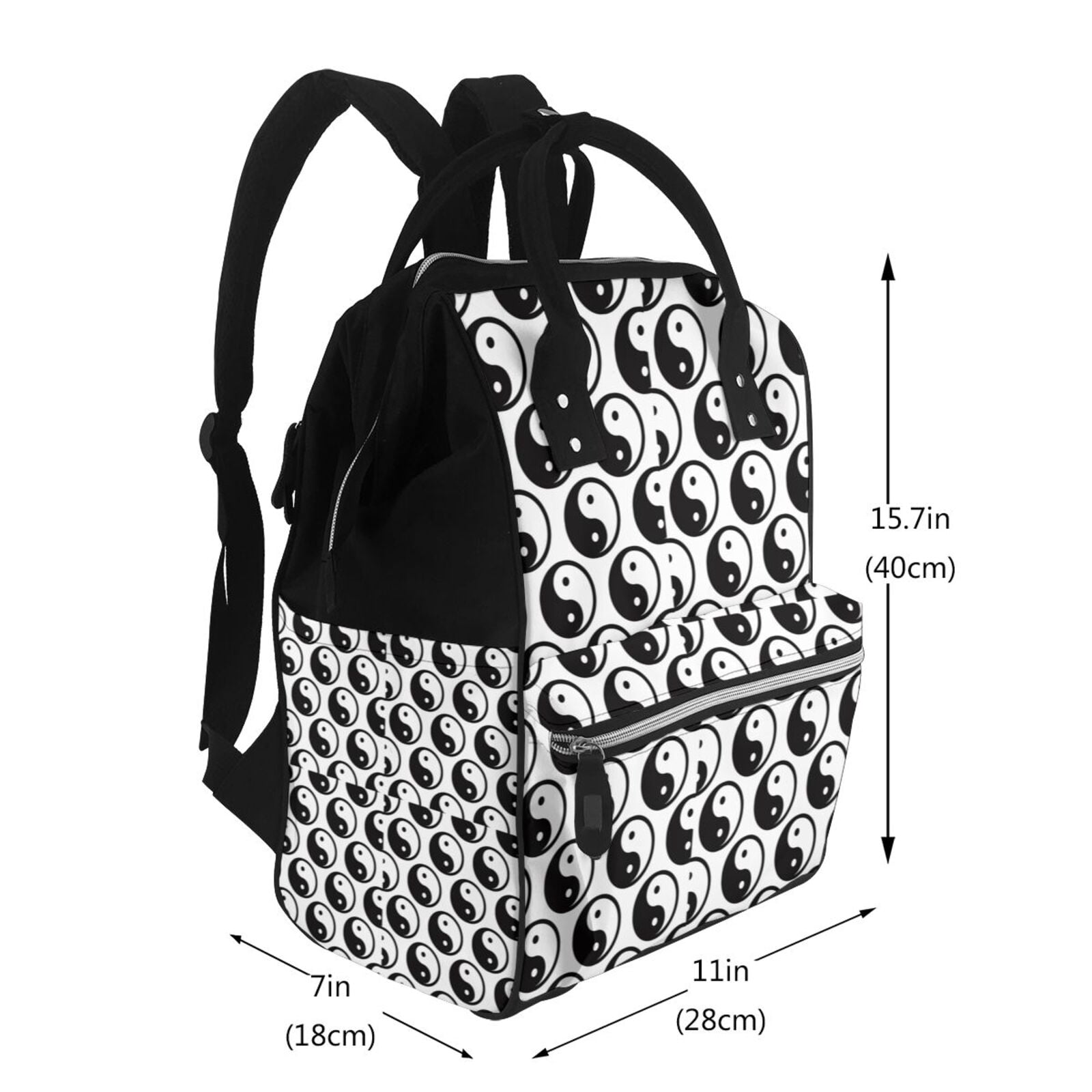 Fuzoiu Yin Yang Print Diaper Bag Backpack,Baby Essentials Travel Tote,Multi function Waterproof Diaper Bag, Travel Essentials Baby Bag - Unisex
