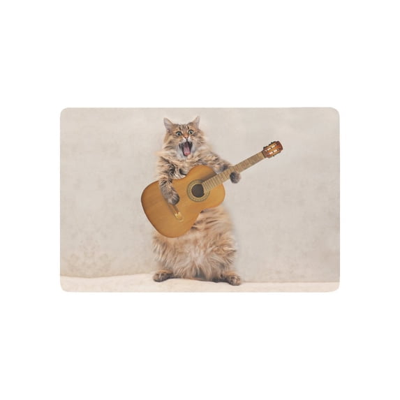 MKHERT Funny Rock Cat Play Guitar Doormat Rug Home Decor Floor Mat Bath Mat 23.6x15.7 inch
