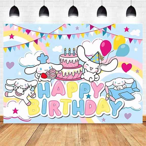 Cartoon  Birthday Backdrop Banner Party Supplies Happy Birthday Party Decorations 35''×30''