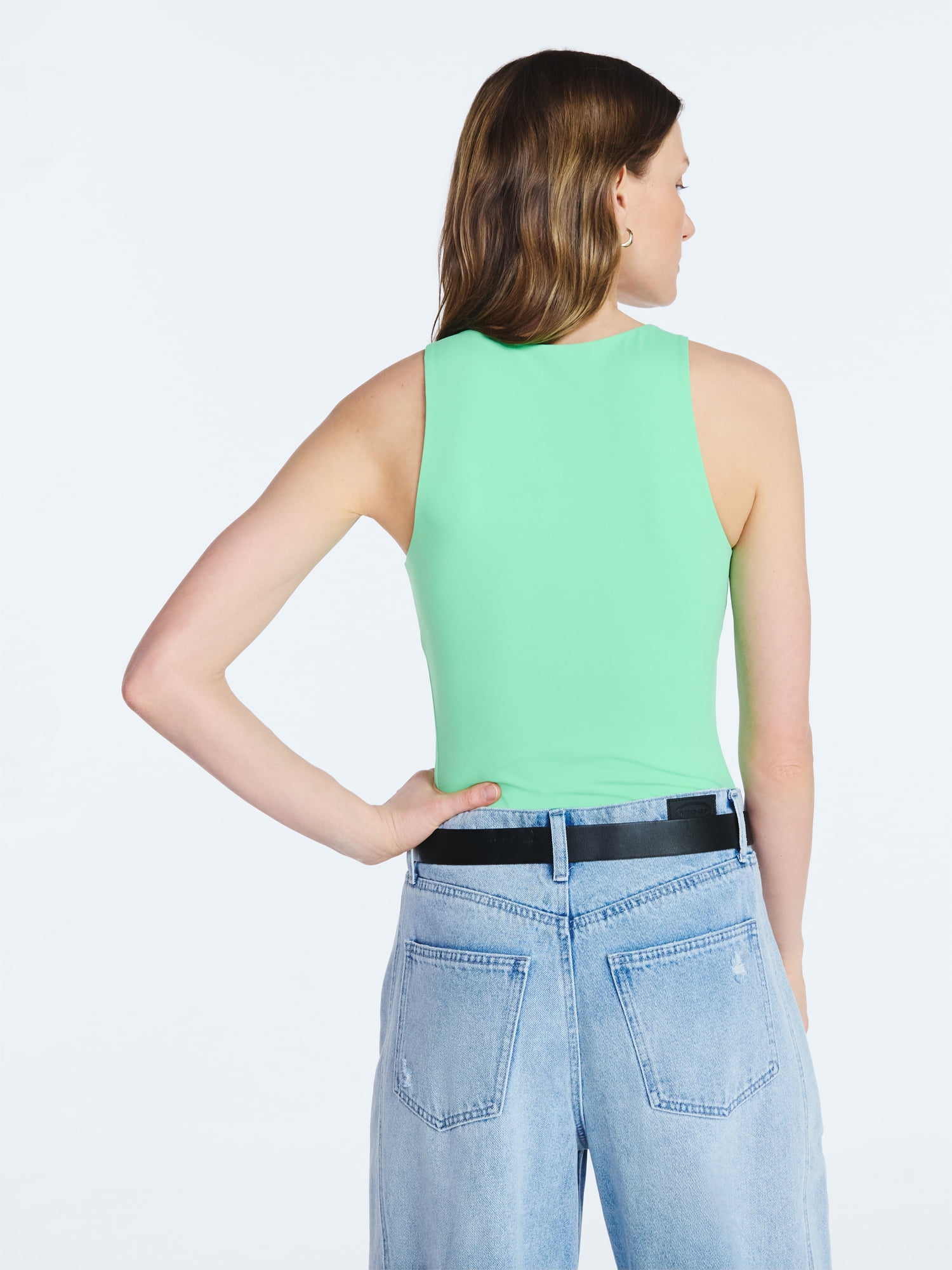 Scoop Women's Sleeveless High Neck Contour Top, Sizes XS-XXL