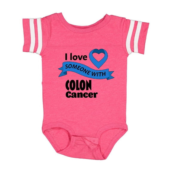 Inktastic I Love Someone with Colon Cancer Blue Heart Ribbon Boys or Girls Baby Bodysuit