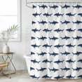 thumbnail image 2 of Small Stall Shower Curtain 36x78 Inch Narrow Half Size Blue Coastal Shark Bath Curtains Bathroom Decor, Ocean Sea Nautical Waterproof Fabric Shower Curtain Set with Hooks 36 Inch, 2 of 7