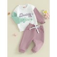 thumbnail image 3 of Bagilaanoe 2PCS Toddler Baby Girl Long Pants Set Contrast Color Long Sleeve Sweatshirt Tops + Sweatpants 6M 12M 18M 24M 3T Kids Casual Sweatsuits, 3 of 9