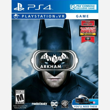 Batman: Arkham VR PS4 [Brand New] Platform: Sony PlayStation VR Release Year: 2016 Rating: M - Mature Publisher: Warner Bros. Games Game Name: Batman: Arkham Vr for Playstation 4