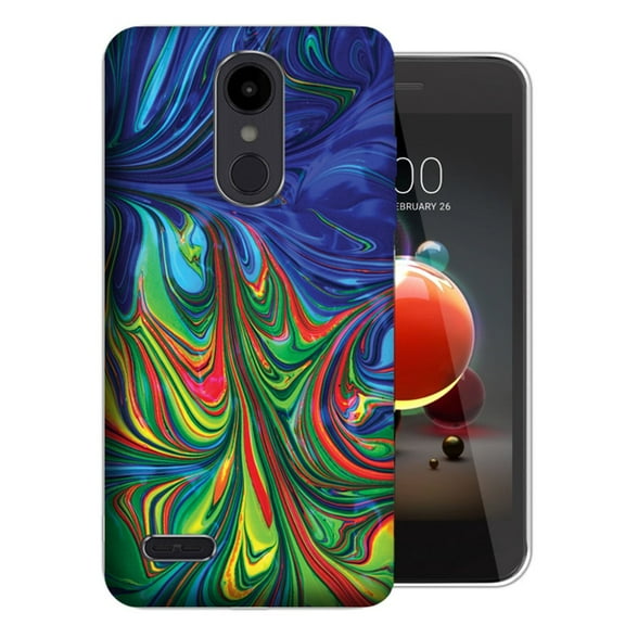 MUNDAZE LG Aristo 3 / 2 / Tribute Dynasty / Zone 4 Purple Green Oil Paint TPU Gel Phone Case Cover