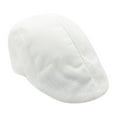 thumbnail image 1 of Boina de lino para hombre y mujer, gorra de lino tipo vendedor de periódicos, gorra de taxista, gorra de estilo británico con visera (blanca), 1 of 3