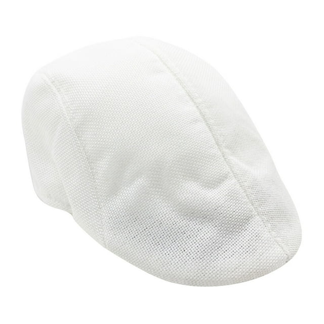 Boina de lino para hombre y mujer, gorra de lino tipo vendedor de periódicos, gorra de taxista, gorra de estilo británico con visera (blanca)