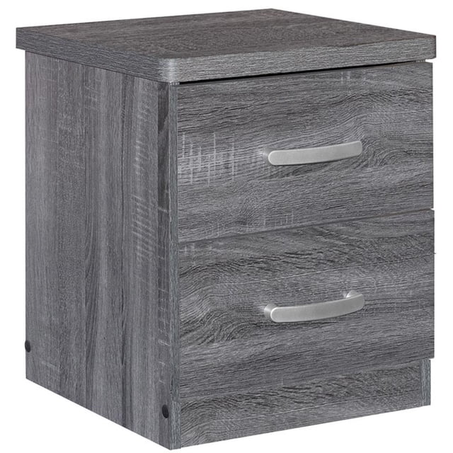 Pemberly Row Contemporary Faux Wood 2 Drawer Nightstand in Gray