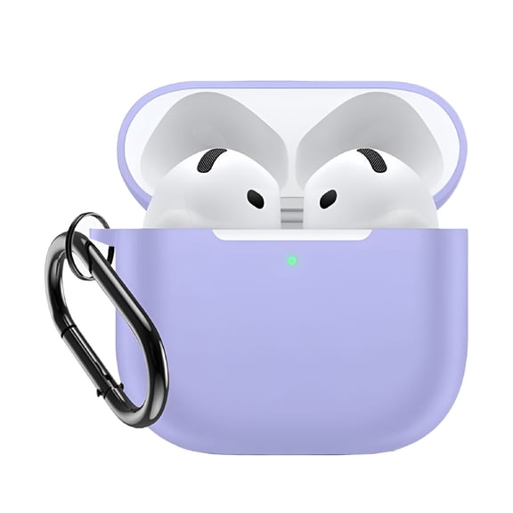 GJX Silicone Case for AirPods 4 (2024), Shockproof Soft TPU Earphone Cover with Carabiner, Precise Fit Protective Shell