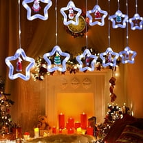 KOYPTL Christmas Hanging Ornaments Lights for Window Fireplace Wall,LED Star Shaped Lights Pendants and Room Atmospheres White Lights for Christmas Bedroom Birthday Party Cafe Mall Decoration