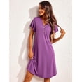thumbnail image 2 of EKOUAER Women's Nightgown Short Flare Sleeve Sleepshirt V-Neck Sleepwear Soft Nightshirt Pajama Dress, 2 of 6