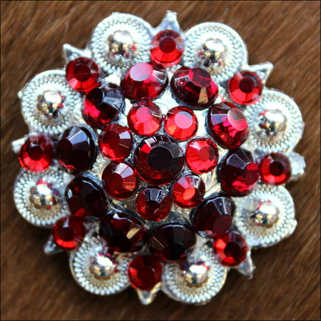 HILASON PINK RED CRYSTAL 1-1/4in. BERRY CONCHO RHINESTONE TACK