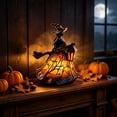thumbnail image 3 of Gifts Under 20 Halloween Witch Lamp, Stained Glass Like Resin Witch Hat Lamp, Spooky Decorative Table Lamps, Indoor Holiday Party Atmosphere Lighting for Home, Porch, Tabletop Decor, 3 of 8