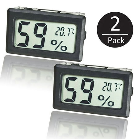 Habitat Thermometer - 2-pack Mini LCD Digital Electronic Temperature (Degree) Humidity Meter Indoor Thermometer Hygrometer (Black)