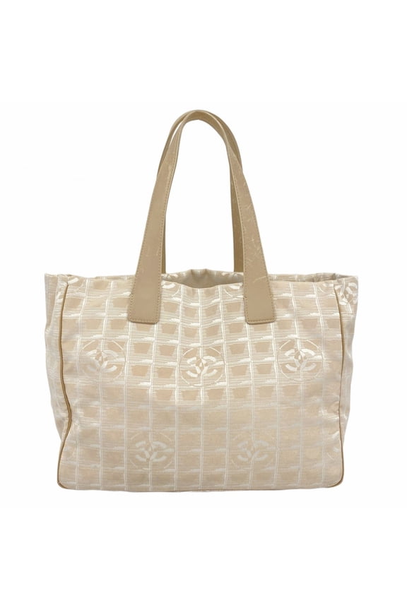 Pre-Owned Chanel New Travel Nylon Tote Bag, Beige, Women's (Good)