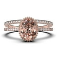 thumbnail image 1 of Gorgeous Minimalist 2.00 Carat Oval Cut Morganite And Diamond Moissanite Engagement Ring, Floral Wedding Ring, One Matching Band in 10k Solid Rose Gold, Gift For Her, Promise Ring, Anniversary Ring, 1 of 3