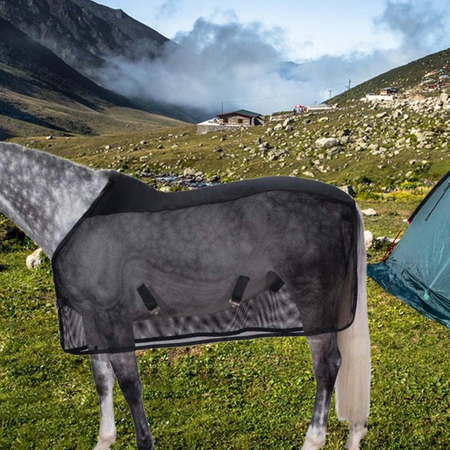 DYNWAVECA Horse Fly Sheet,Adjustable Body Straps,Bite Equine Protection,Equine Summer Sheet,Standard Tear Resistant Comfy Contoured Fit