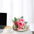 thumbnail image 4 of Silk roses, hydrangeas and lily bouquets decorate wedding parties. - dark pink, 4 of 5