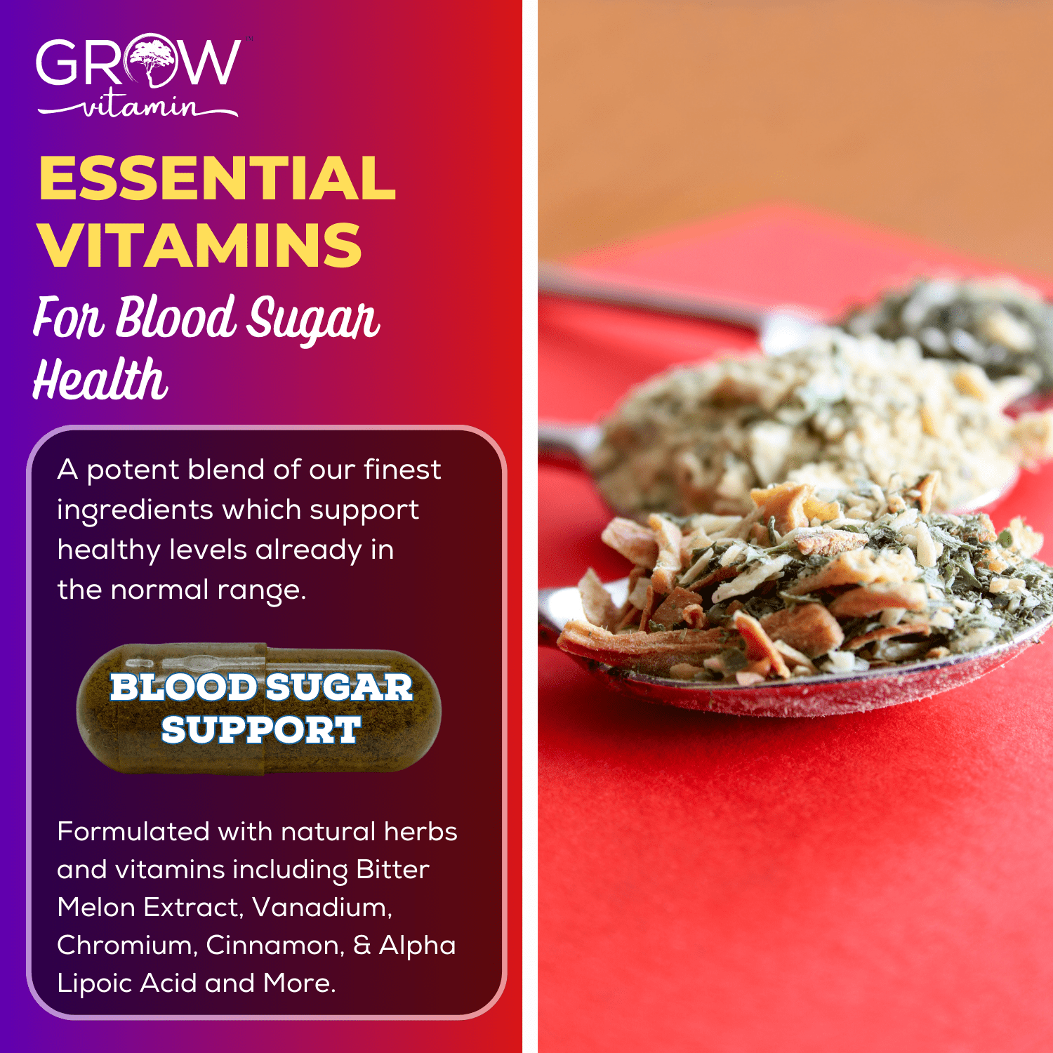 Grow Vitamin Sensolin Blood Sugar Support Supplement 600mg 60 Count