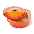 thumbnail image 1 of Le Creuset Horno holandés redondo poco profundo de hierro fundido, 2.75 cuartos de galón, llama, 1 of 6