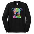 thumbnail image 2 of Neon Rainbow Trippy Cute Pitbull Dog Straight at You Dog Lover Mens Long Sleeve Shirt, Black, Small, 2 of 3