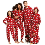 Matching Christmas Pajamas for Family Snowmen Jumpsuit Romper Christmas Pjs One Piece Hooded Sleepwear Onesies