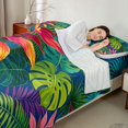 thumbnail image 4 of Manfei Hawaiian Leaves King Sheets 4pcs,Tropical Botanical Plants Bedding,1 Flat Sheet,1 Fitted Sheet and 2 Pillowcases, 4 of 6
