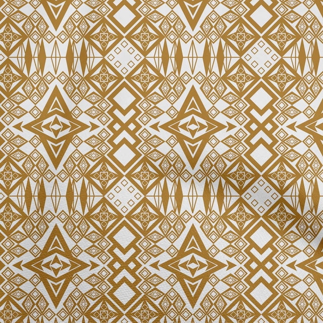 oneOone Polyester Spandex Dark Mustard Fabric Ikat Craft Projects Decor Fabric Printed By The Yard 56 Inch Wide