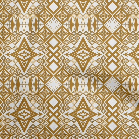 oneOone Polyester Spandex Dark Mustard Fabric Ikat Craft Projects Decor Fabric Printed By The Yard 56 Inch Wide