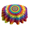 thumbnail image 4 of Rainbow Tie Dye Spiral Layer Pattern Round Tablecloth 60"x60",Wrinkle Wipeable Table Cloth for Kitchen Dining Room Picnic Patio Party, 4 of 6