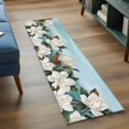 thumbnail image 3 of Spring Flowers 2'x6' Runner Rugs for Hallway Kitchen Bedside Non Slip, White Magnolia Blossom Botanical Blue Green Entryway Rug Runners with Rubber Backing, Long Carpet Runner for Laundry Room, 3 of 8