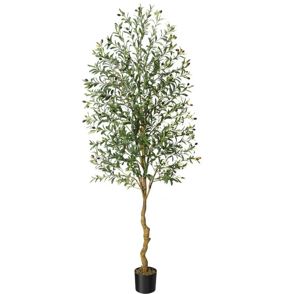Olive Trees Artificial Indoor, 7FT Tall Olive Tree Plants, Faux Olive Tree with Realistic Trunk, Leaves, Fruits for Home Office Decor