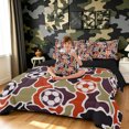 thumbnail image 3 of Manfei Retro Football Twin Bedding, Countryside Camo Rugby Bedding Comforter Set, Green Red, Black Reversible, 7 Pieces, 3 of 6