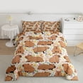 thumbnail image 2 of Homewish Kawaii Brown Capybara 3-Piece Full Size Comforter Sets for Boys Girls,Colorful Flowers Bedding Comforter Set,Cartoon Cute Animal Lightweight Bedding Sets,Lightweight Room Decor,Reversible, 2 of 8