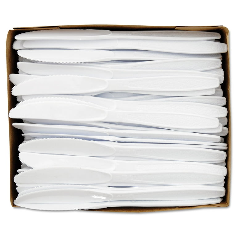 Guildware Extra Heavyweight Plastic Cutlery, Knives, White, 100/Box Guildware Extra Heavyweight Plastic Cutlery, Knives, White, 100/Box