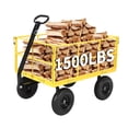 thumbnail image 3 of Heavy Duty Mesh Steel Garden Cart, 1500 Lbs Capacity Folding Utility Wagon with Removable Sides and Wheels for Transporting Gardening Soil Tools and Plants, Yellow, 3 of 10