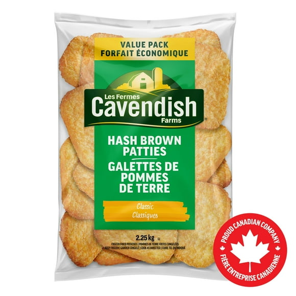 Galettes de pommes de terre classique format club des Fermes Cavendish | Fait au Canada | Fière entreprise canadienne CF Patties